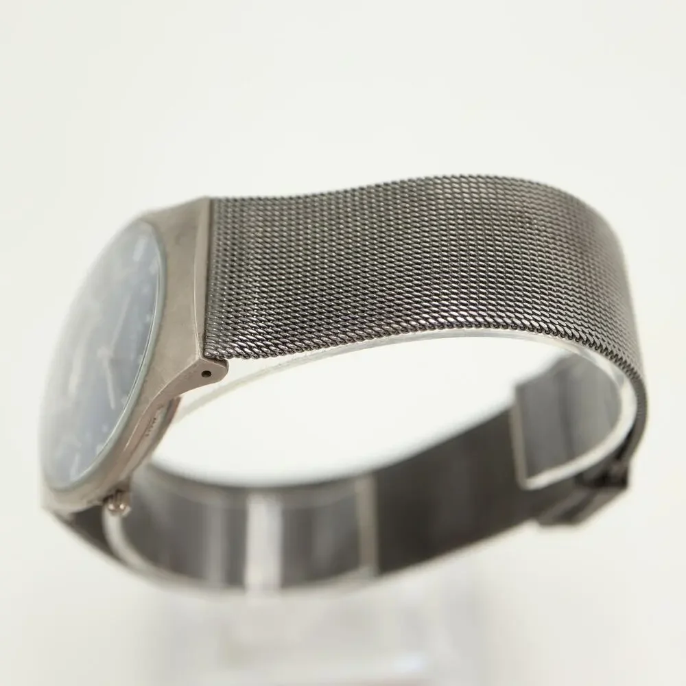 Skagen Titanium Mens Deep Blue 37mm Date Watch Slim Dress Mesh w New Battery